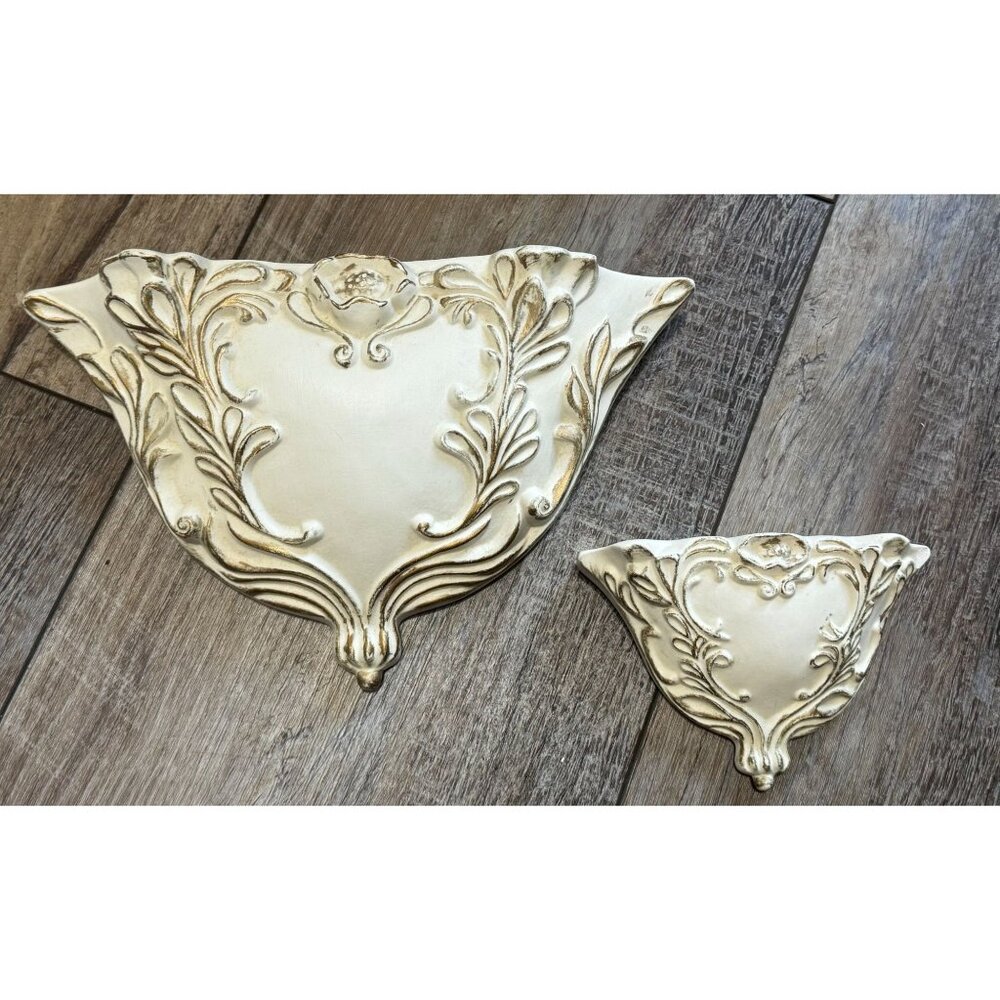 Vintage MCM Arnel's Ceramic Wall Planters Set Of 2 - Signed Decorative Floral De